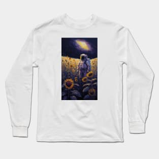 Lonely Astronaut In A Sunflower Field Long Sleeve T-Shirt